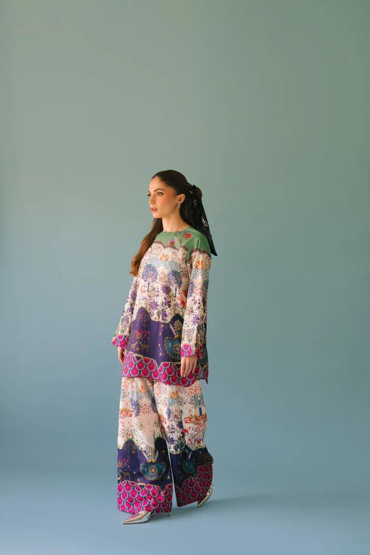 BRANDSINN-2PC SHAMOZE SILK PRINTED SHIRT & SHAMOZE SILK PRINTED TROUSER-W.J-1984