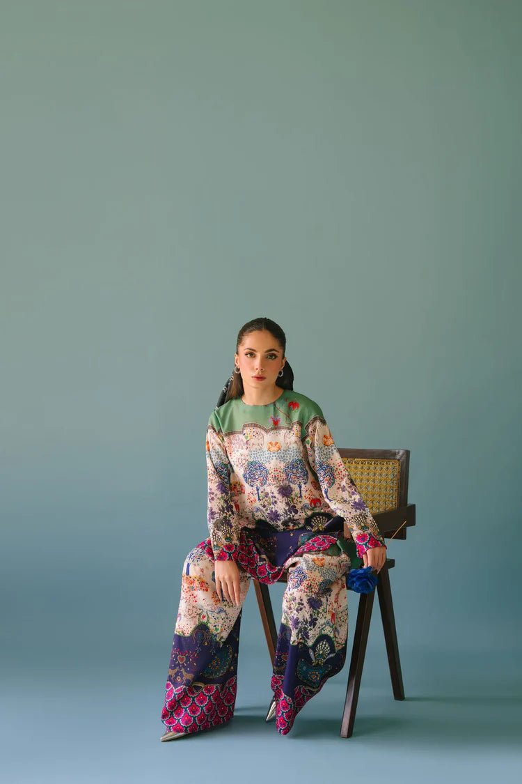 BRANDSINN-2PC SHAMOZE SILK PRINTED SHIRT & SHAMOZE SILK PRINTED TROUSER-W.J-1984