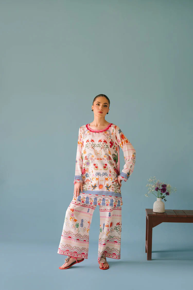 BRANDSINN-2PC SHAMOZE SILK PRINTED SHIRT & SHAMOZE SILK PRINTED TROUSER-W.J-1985