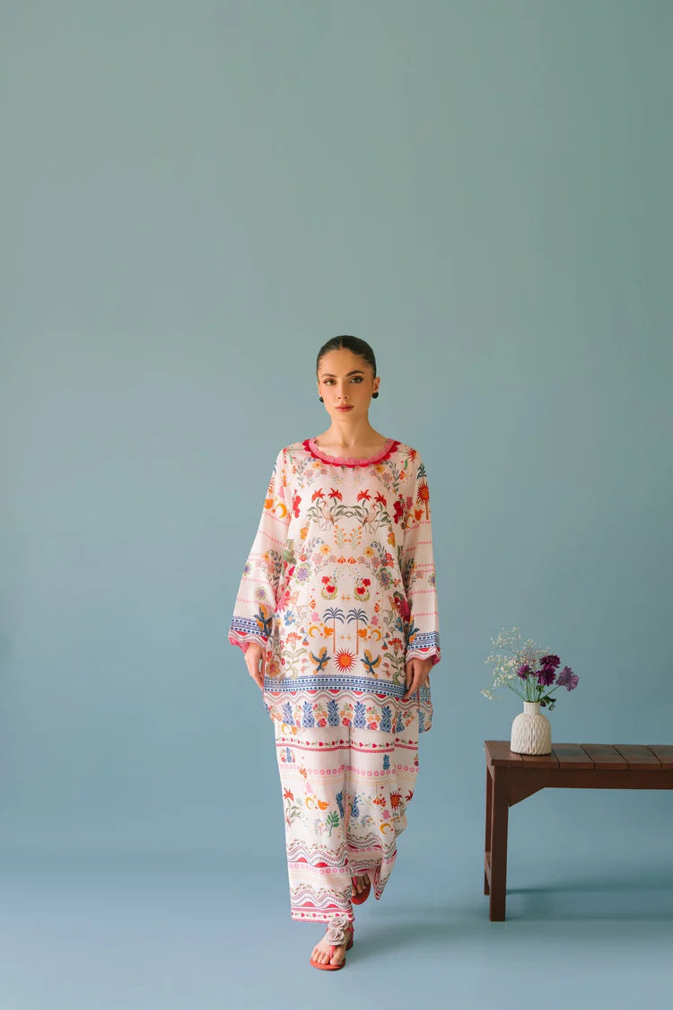 BRANDSINN-2PC SHAMOZE SILK PRINTED SHIRT & SHAMOZE SILK PRINTED TROUSER-W.J-1985