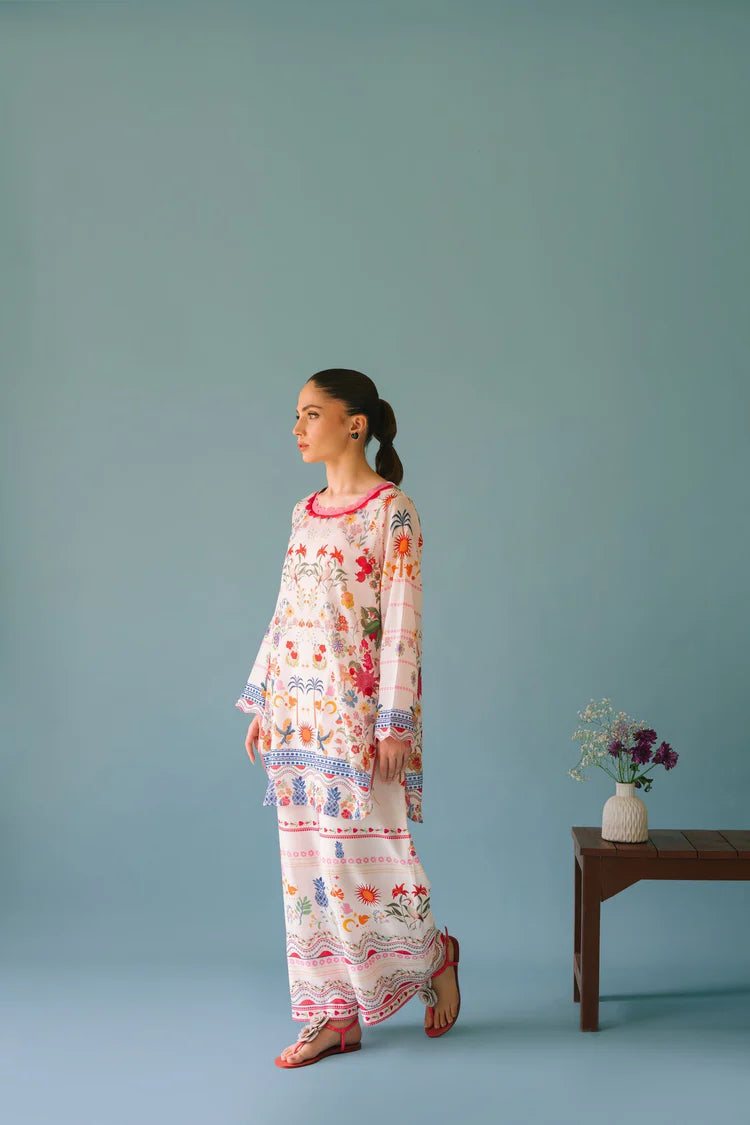 BRANDSINN-2PC SHAMOZE SILK PRINTED SHIRT & SHAMOZE SILK PRINTED TROUSER-W.J-1985