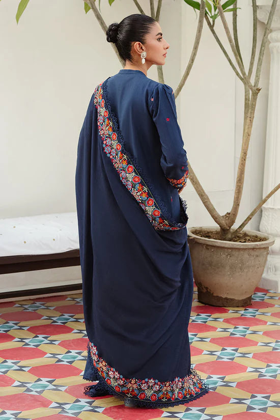 CROSS STITCH-3PC DHANAK EMBROIDERED SHIRT WITH DHANAK EMBROIDERED SHAWL AND TROUSER-WJ-1940