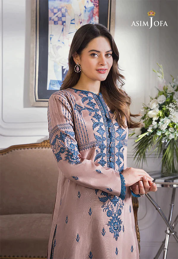 ASIM JOFA-3PC DHANAK EMBROIDERED SHIRT WITH BAMBER CHIFFON DUPATTA-_W.J-1887