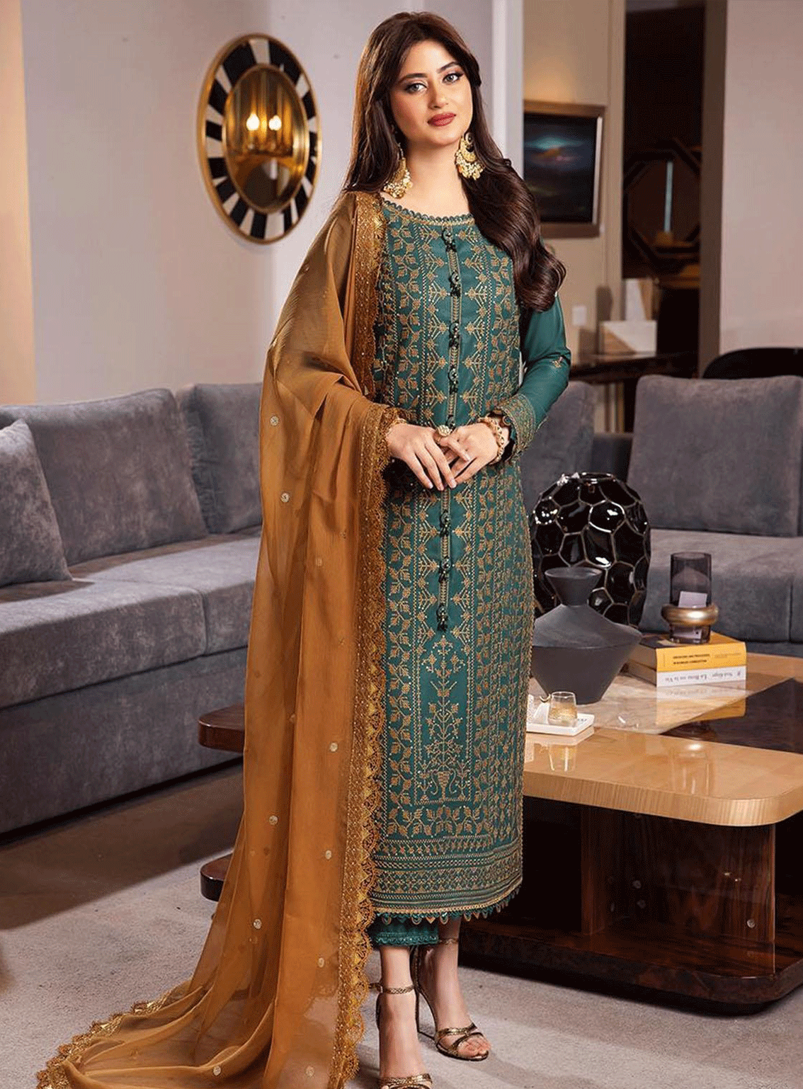 ASIM JOFA -3PC LAWN EMBROIDERED WITH BAMBER CHIFFON EMBROIDERED DUPATTA-W.J-1527