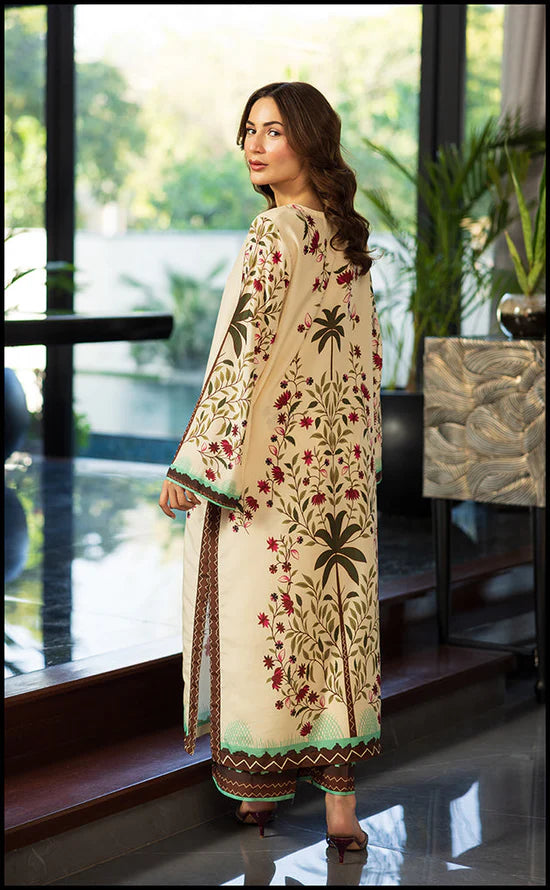 WeraJora-2PC SHAMOZE SILK PRINTED SHIRT & SHAMOZE SILK PRINTED TROUSER-W.J-1982