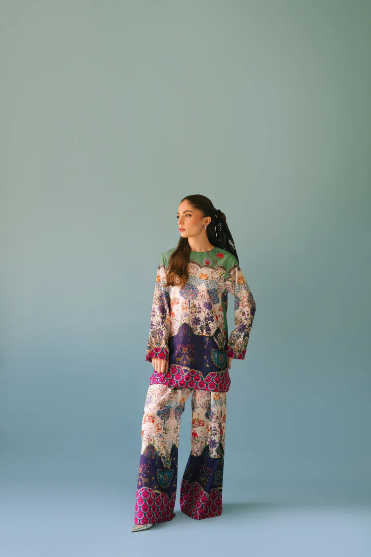 BRANDSINN-2PC SHAMOZE SILK PRINTED SHIRT & SHAMOZE SILK PRINTED TROUSER-W.J-1984