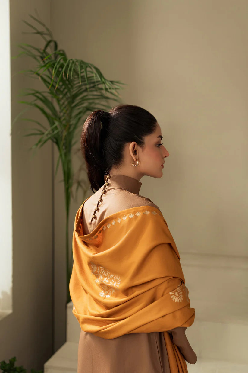 KASTOOR-3PC DHANAK SHIRT WITH WOOL PRINTED SHAWL AND TROUSER-3414-W.J-1376