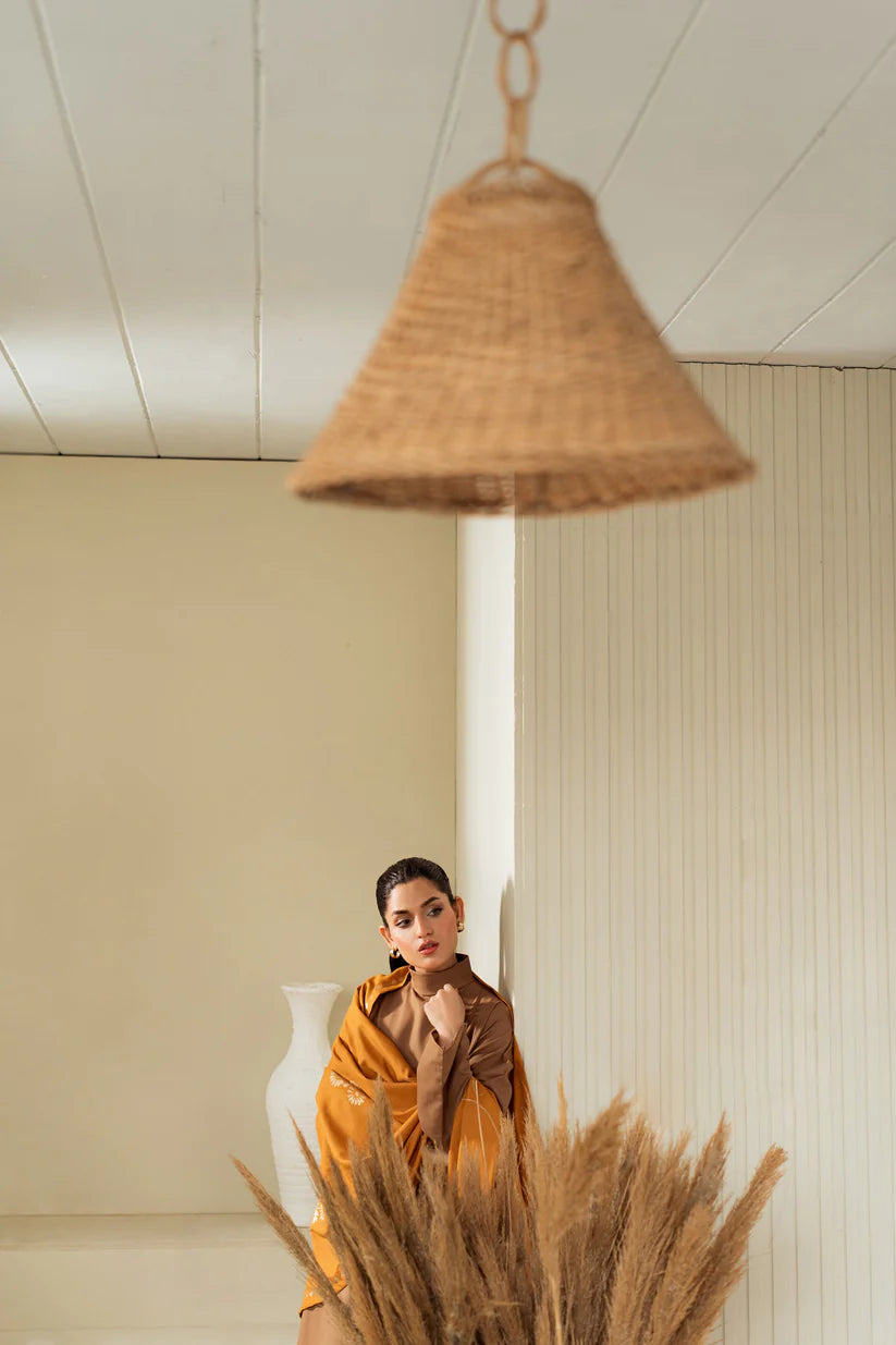 KASTOOR-3PC DHANAK SHIRT WITH WOOL PRINTED SHAWL AND TROUSER-3414-W.J-1376