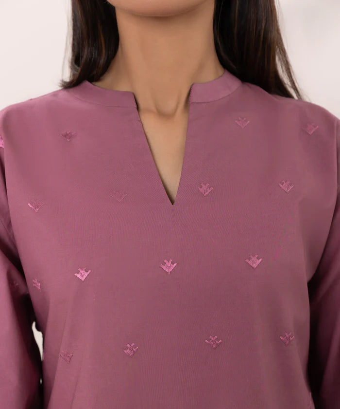 SAPPHIRE-3PC DHANAK EMBROIDERED SHIRT COUTRAI PRINTED SHAWL & EMB TROUSER-W.J-1484