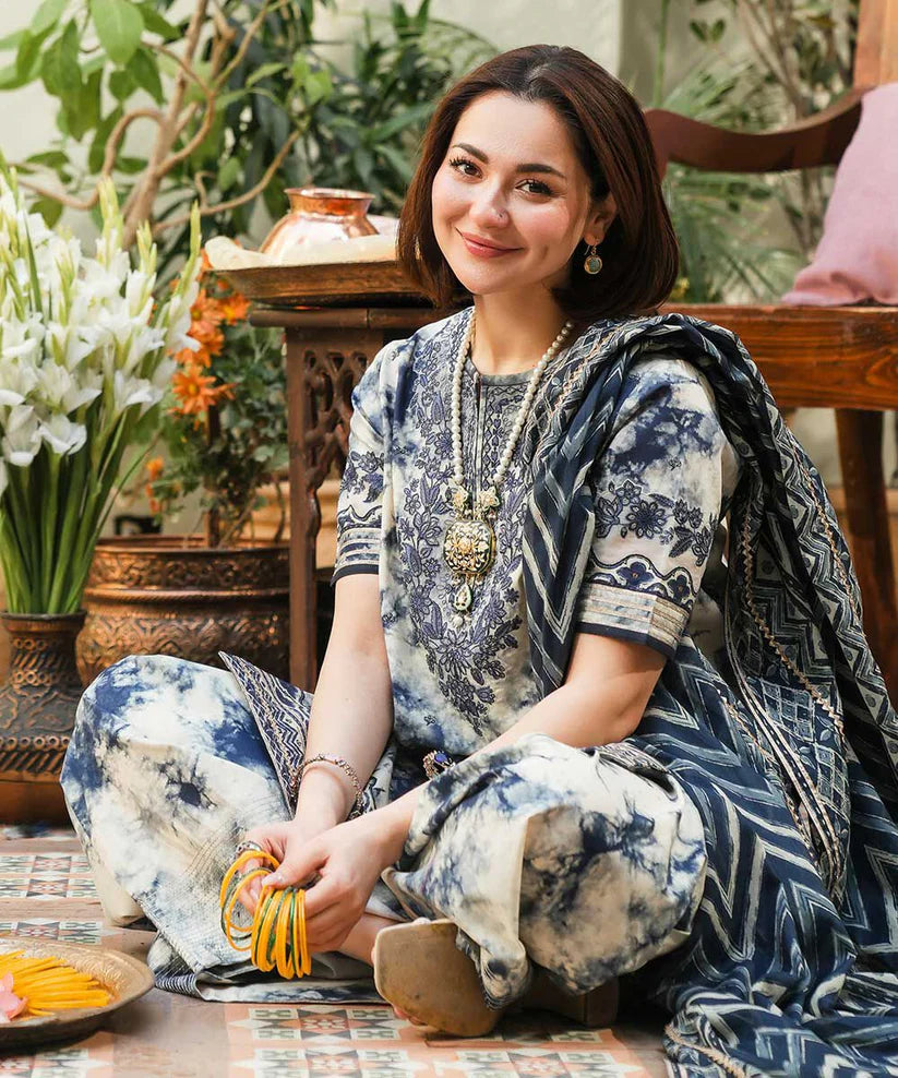 SAPPHIRE-3PC LAWN EMBROIDERED PRINTED SHIRT WITH CHIFFON PRINT DUPATTA AND PRINT TROUSER-W.J-1713