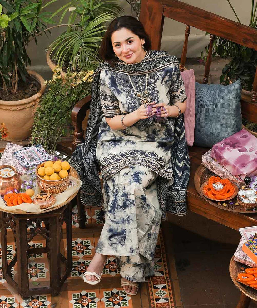 SAPPHIRE-3PC LAWN EMBROIDERED PRINTED SHIRT WITH CHIFFON PRINT DUPATTA AND PRINT TROUSER-W.J-1713