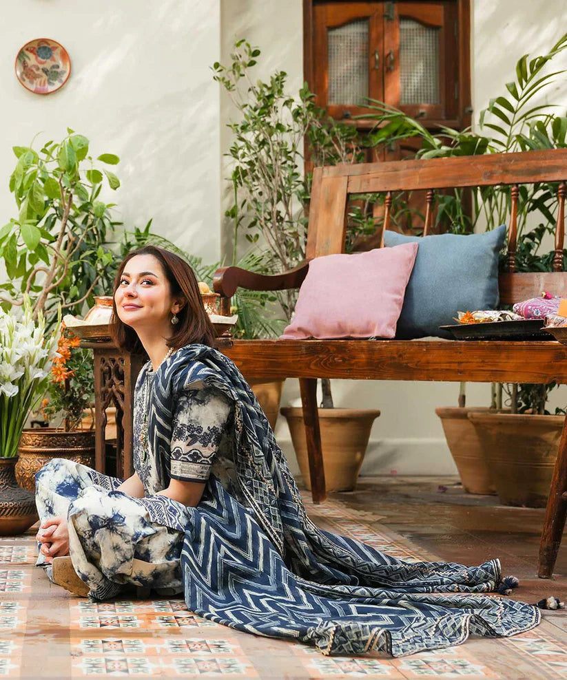 SAPPHIRE-3PC LAWN EMBROIDERED PRINTED SHIRT WITH CHIFFON PRINT DUPATTA AND PRINT TROUSER-W.J-1713