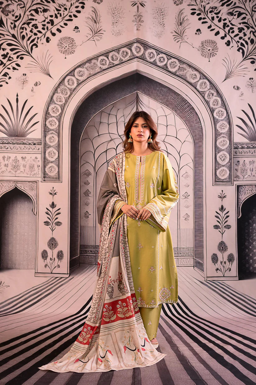 URGE - 3PC LAWN EMBROIDERED SHIRT WITH MONARK PRINTED DUPATTA AND EMB TROUSER -W.J-1776