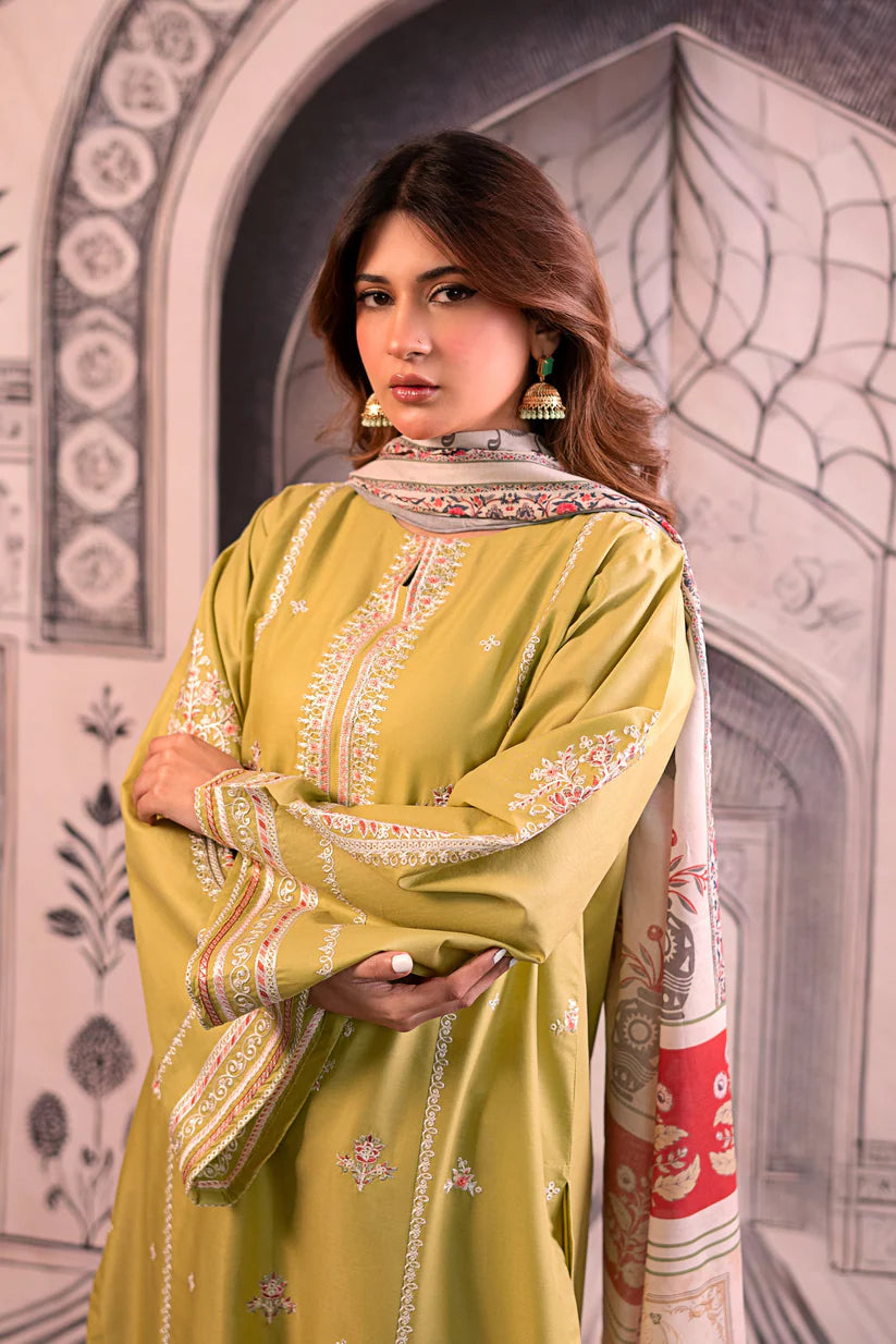 URGE - 3PC LAWN EMBROIDERED SHIRT WITH MONARK PRINTED DUPATTA AND EMB TROUSER -W.J-1776