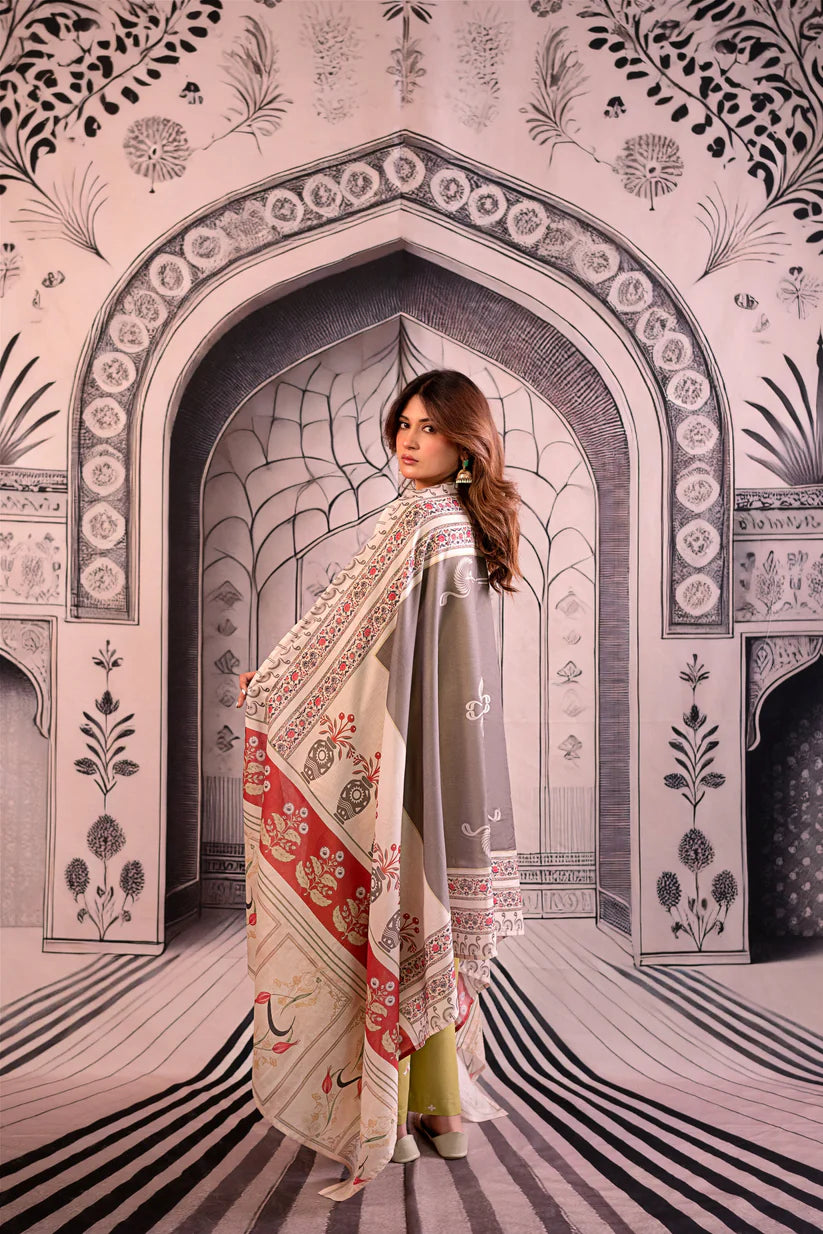 URGE - 3PC LAWN EMBROIDERED SHIRT WITH MONARK PRINTED DUPATTA AND EMB TROUSER -W.J-1776