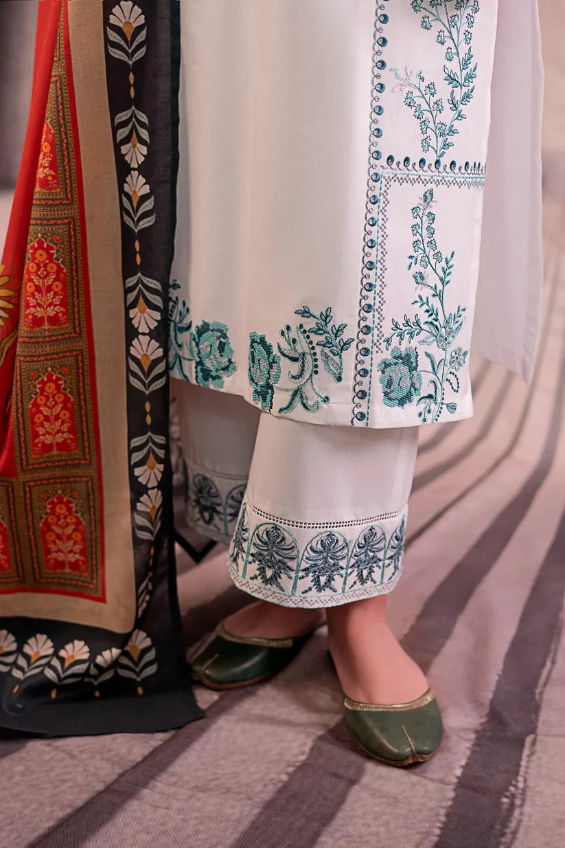 URGE-3PC LAWN EMBROIDERED SHIRT WITH MONARK PRINTED DUPATTA AND EMB TROUSER -W.J-1757