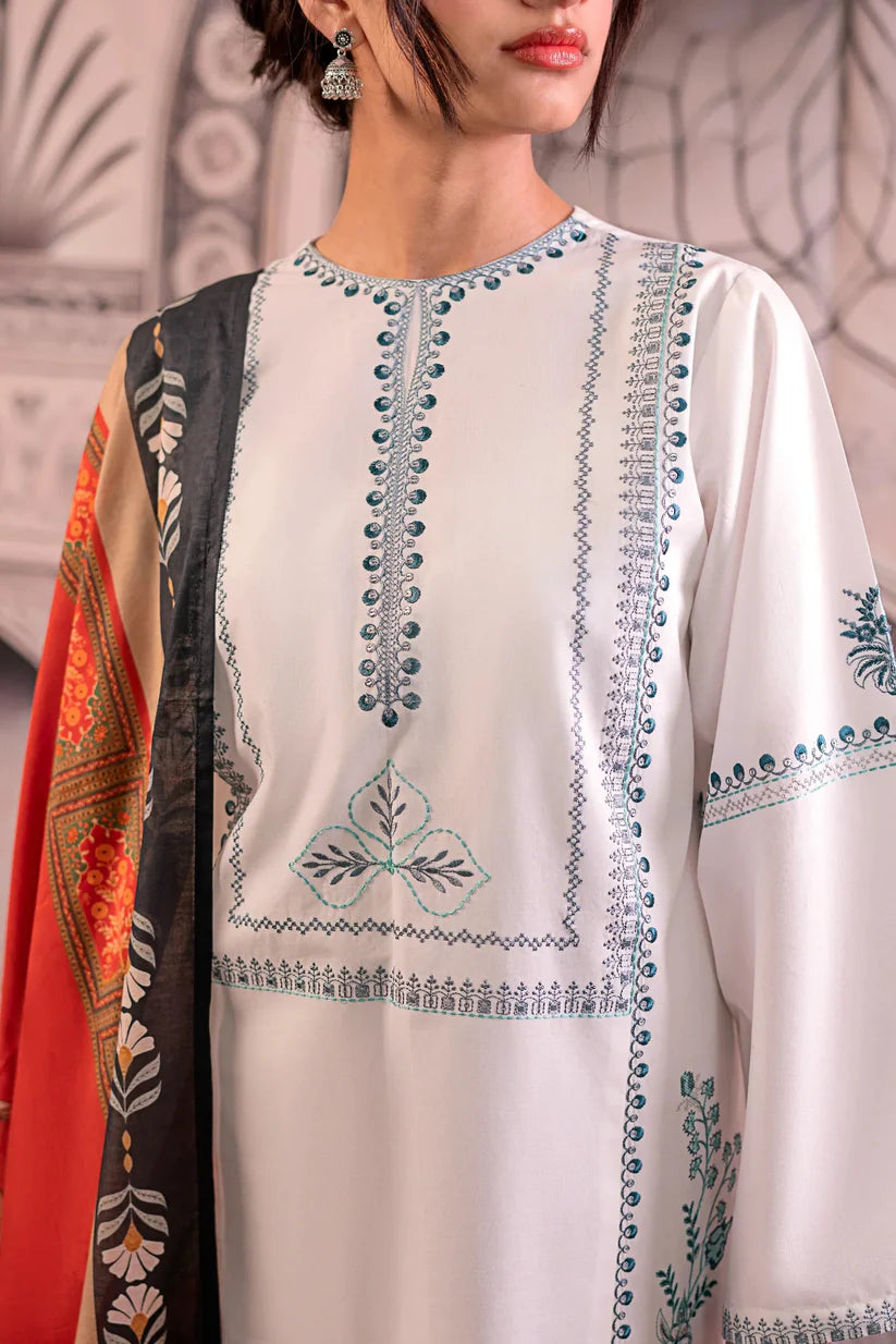URGE-3PC LAWN EMBROIDERED SHIRT WITH MONARK PRINTED DUPATTA AND EMB TROUSER -W.J-1757