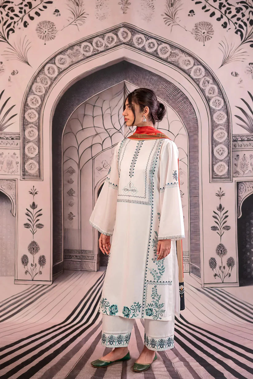 URGE-3PC LAWN EMBROIDERED SHIRT WITH MONARK PRINTED DUPATTA AND EMB TROUSER -W.J-1757