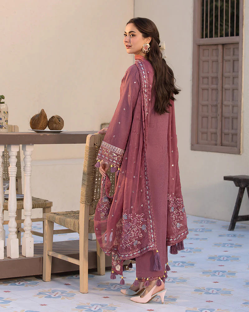 JADE-3PC DHANAK SEQUENCE EMBROIDERED SHIRT WITH CHIFFON EMBROIDERED DUPATTA AND TROUSER-W.J-1796