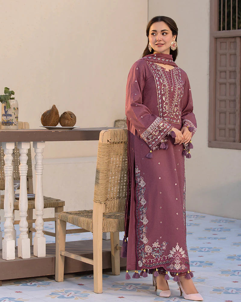 JADE-3PC DHANAK SEQUENCE EMBROIDERED SHIRT WITH CHIFFON EMBROIDERED DUPATTA AND TROUSER-W.J-1796