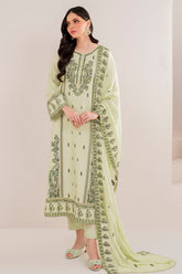GARNET-3PC LAWN EMBROIDERED SHIRT WITH LAWN EMBROIDERED DUPATTA AND TROUSER-W.J-4629