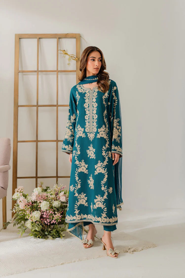 BAROQUE-3PC KHADDAR PRINTED SHIRT WITH KHADDAR PRINT DUPATTA AND PRINT TROUSER-W.J-1977