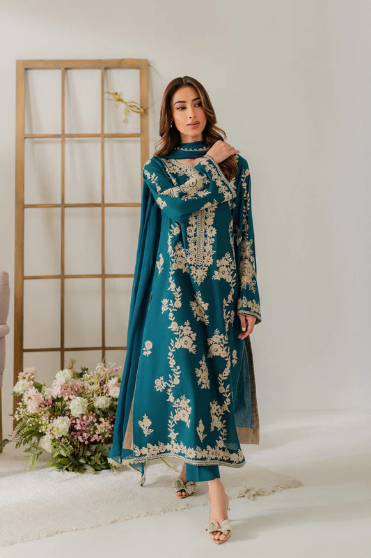 BAROQUE-3PC KHADDAR PRINTED SHIRT WITH KHADDAR PRINT DUPATTA AND PRINT TROUSER-W.J-1977