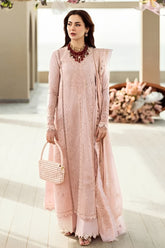 QALAMQAR-3PC LAWN CHIKAANKARI EMBROIDERED SHIRT WITH KHAADI NET EMBROIDERED DUPATTA AND TROUSER -W.J-4727