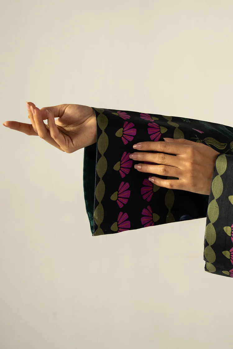 AFROZEH-2PC SHAMOZE SILK PRINTED SHIRT WITH SHAMOZE SILK PRINTED TROUSER-W.J-1959