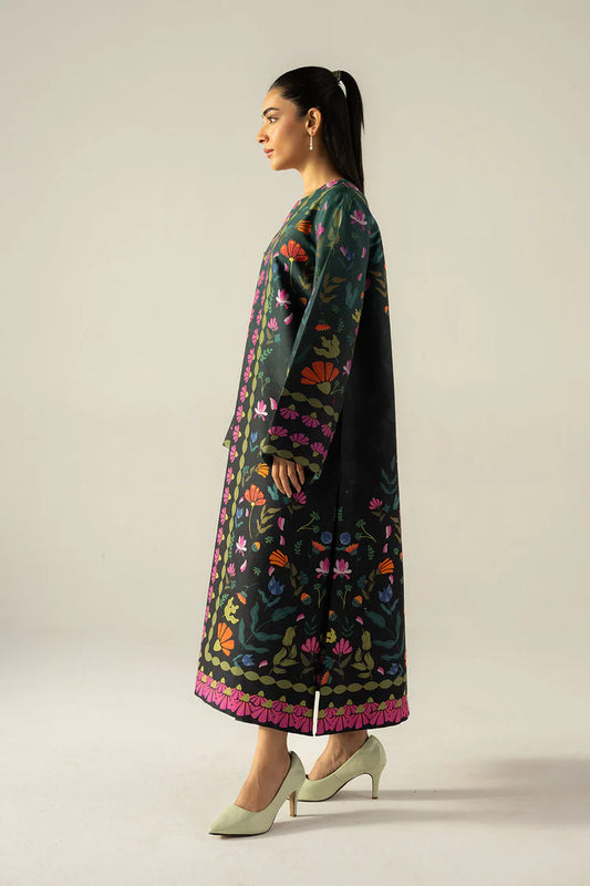 AFROZEH-2PC SHAMOZE SILK PRINTED SHIRT WITH SHAMOZE SILK PRINTED TROUSER-W.J-1959