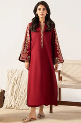 BATIK-2PIECE DHANAK EMBROIDERED SHIRT WITH DHANAK EMB TROUSER-WJ-15076