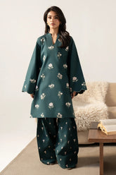 IZEL-2PIECE DHANAK EMBROIDERED SHIRT WITH DHANAK EMB TROUSER-WJ-15077