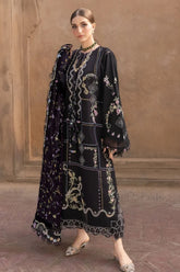 CRIMSON-3PC DHANAK EMBROIDERED SHIRT WITH WOOL PRINTED EMB SHAWL AND TROUSER-W.J-5148