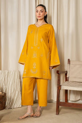 BATIK-2PIECE DHANAK EMBROIDERED SHIRT WITH DHANAK EMB TROUSER-WJ-15079