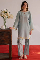BATIK-2PIECE DHANAK EMBROIDERED SHIRT WITH DHANAK EMB TROUSER-WJ-15008