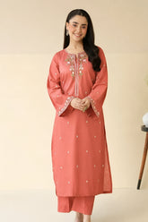 BATIK-2PIECE DHANAK EMBROIDERED SHIRT WITH DHANAK EMB TROUSER-WJ-15114