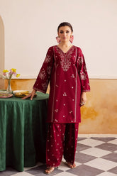 BATIK-2PC DHANAK EMBROIDERED SHIRT WITH EMBROIDERED TROUSER-W.J-15043