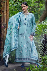 MUSHQ-3PC DHANAK EMBROIDERED SHIRT WITH WOOL PRINTED SHAWL AND TROUSER_W.J_-5180