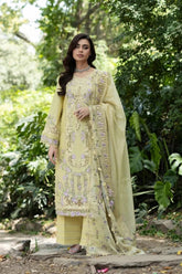 ELAF-3PC DHANAK EMBROIDERED SHIRT WITH WOOL PRINTED EMB SHAWL AND TROUSER-W.J-5085