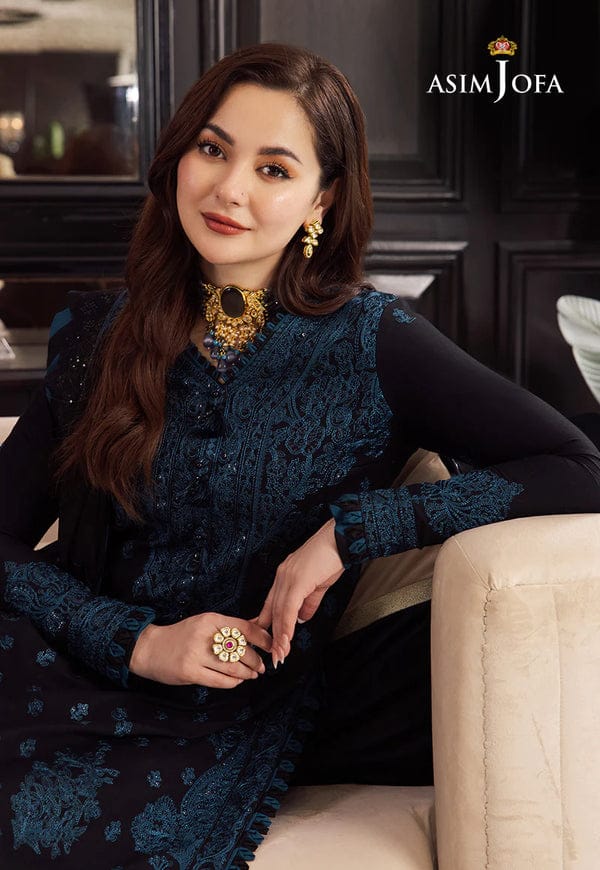 ASIM JOFA- 3PC DHANAK EMBROIDERED SHIRT WITH BAMBER DHANAK EMBROIDERED SHAWL & TROUSER--W.J-1044