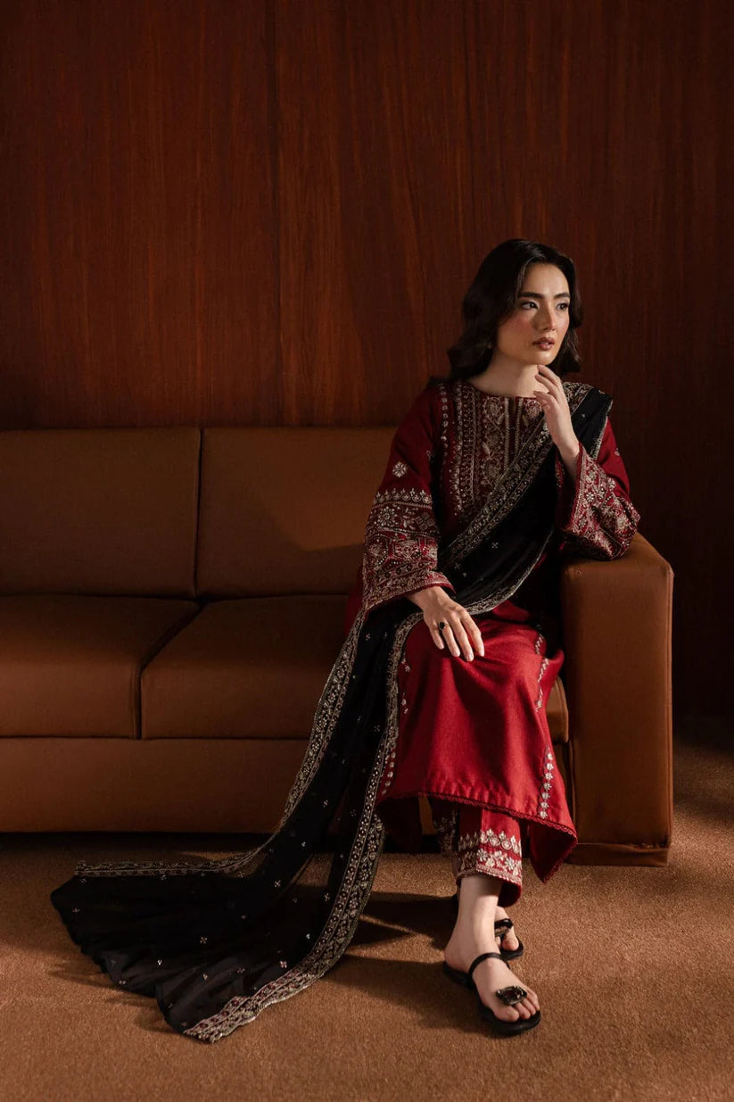 BATIK-3PC DHANAK EMBROIDERED SHIRT WITH CHIFFON EMBROIDERED DUPATTA AND EMB TROUSER-W.J-1782