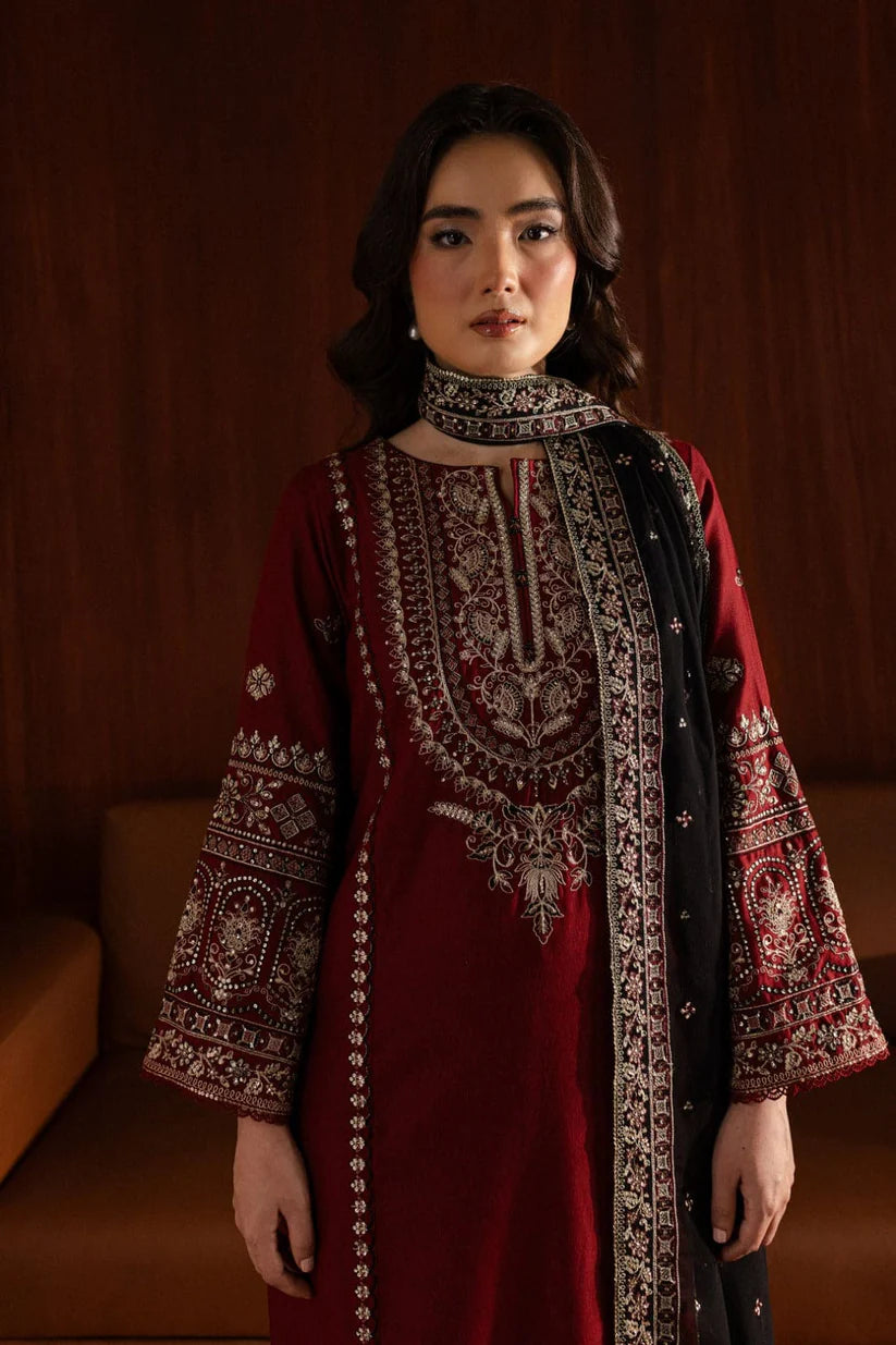 BATIK-3PC DHANAK EMBROIDERED SHIRT WITH CHIFFON EMBROIDERED DUPATTA AND EMB TROUSER-W.J-1782