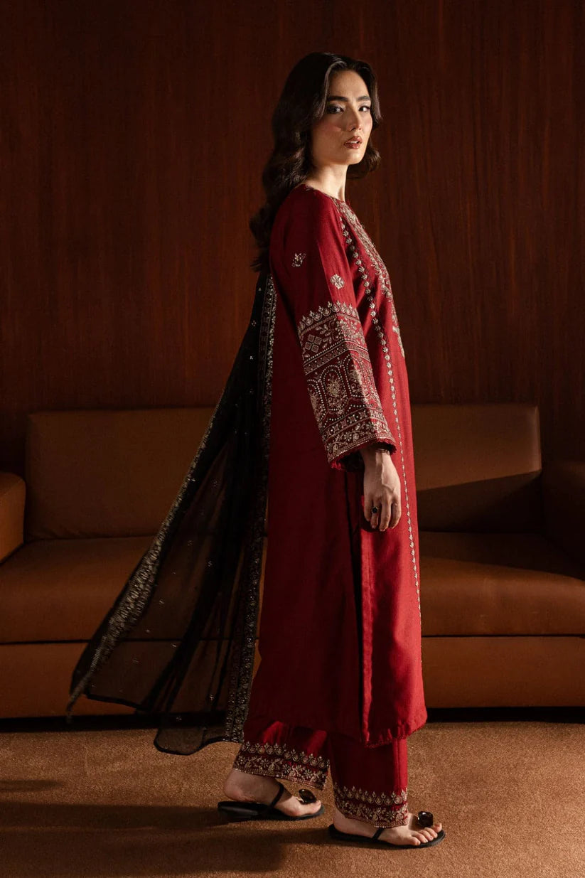 BATIK-3PC DHANAK EMBROIDERED SHIRT WITH CHIFFON EMBROIDERED DUPATTA AND EMB TROUSER-W.J-1782