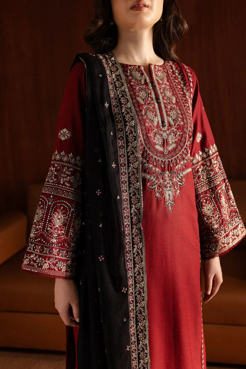 BATIK-3PC DHANAK EMBROIDERED SHIRT WITH CHIFFON EMBROIDERED DUPATTA AND EMB TROUSER-W.J-1782