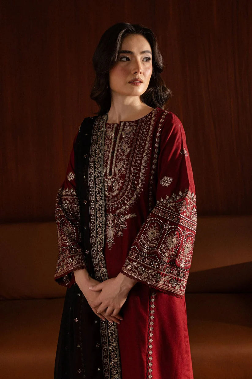 BATIK-3PC DHANAK EMBROIDERED SHIRT WITH CHIFFON EMBROIDERED DUPATTA AND EMB TROUSER-W.J-1782