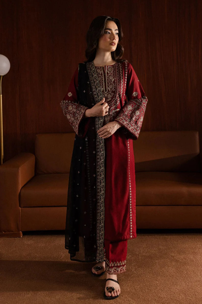 BATIK-3PC DHANAK EMBROIDERED SHIRT WITH CHIFFON EMBROIDERED DUPATTA AND EMB TROUSER-W.J-1782