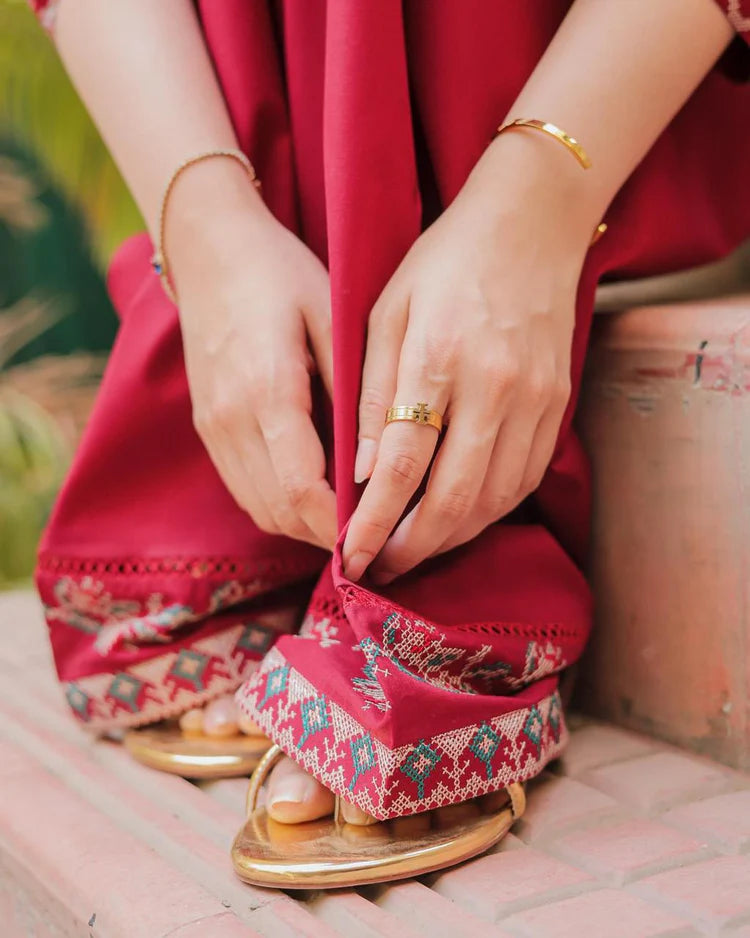 URGE-2PC DHANAK EMBROIDERED SHIRT AND EMBROIDRED TROUSER-WJ-1945