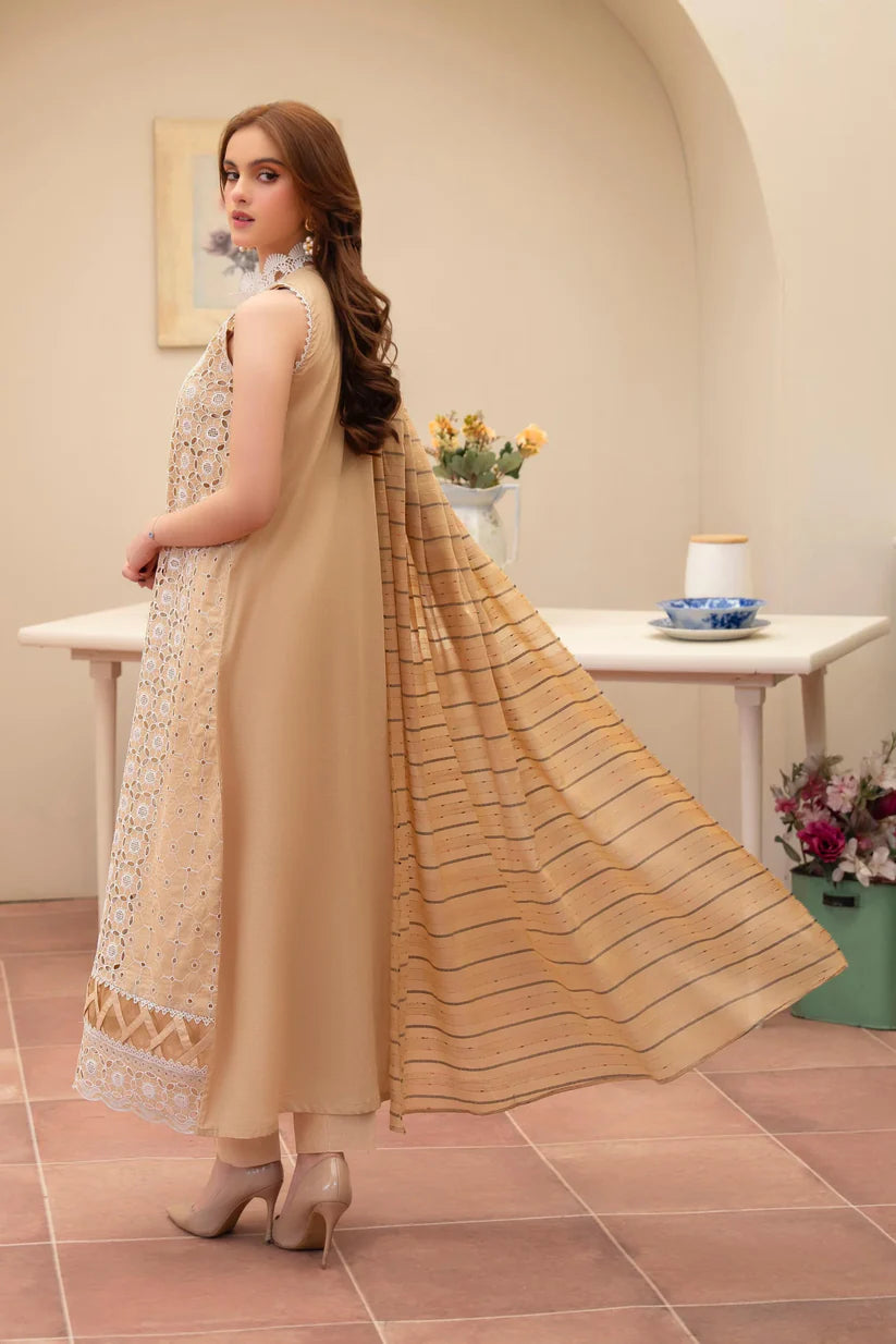 MIRAKHI - 3PC LAWN CHIKENKAARI EMBROIDERED SHIRT WITH LAWN TUBE SLUB DUPATTA AND TROUSER-W.J-1750