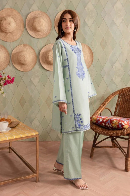 JAMIZ-2PC DHANAK EMBROIDRED SHIRT WITH AND TROUSER-W.J-1113