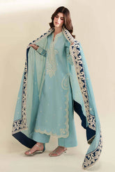 ZAIB-3PC DHANAK EMBROIDERED SHIRT WITH CHIFFON EMB DUPATTA AND TROUSER-W.J-5088